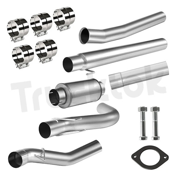 TruckTok 2011-2022 6.7L Ford 4″ Powerstroke Down-pipe Back DPF Delete Race Pipe (With Muffler)