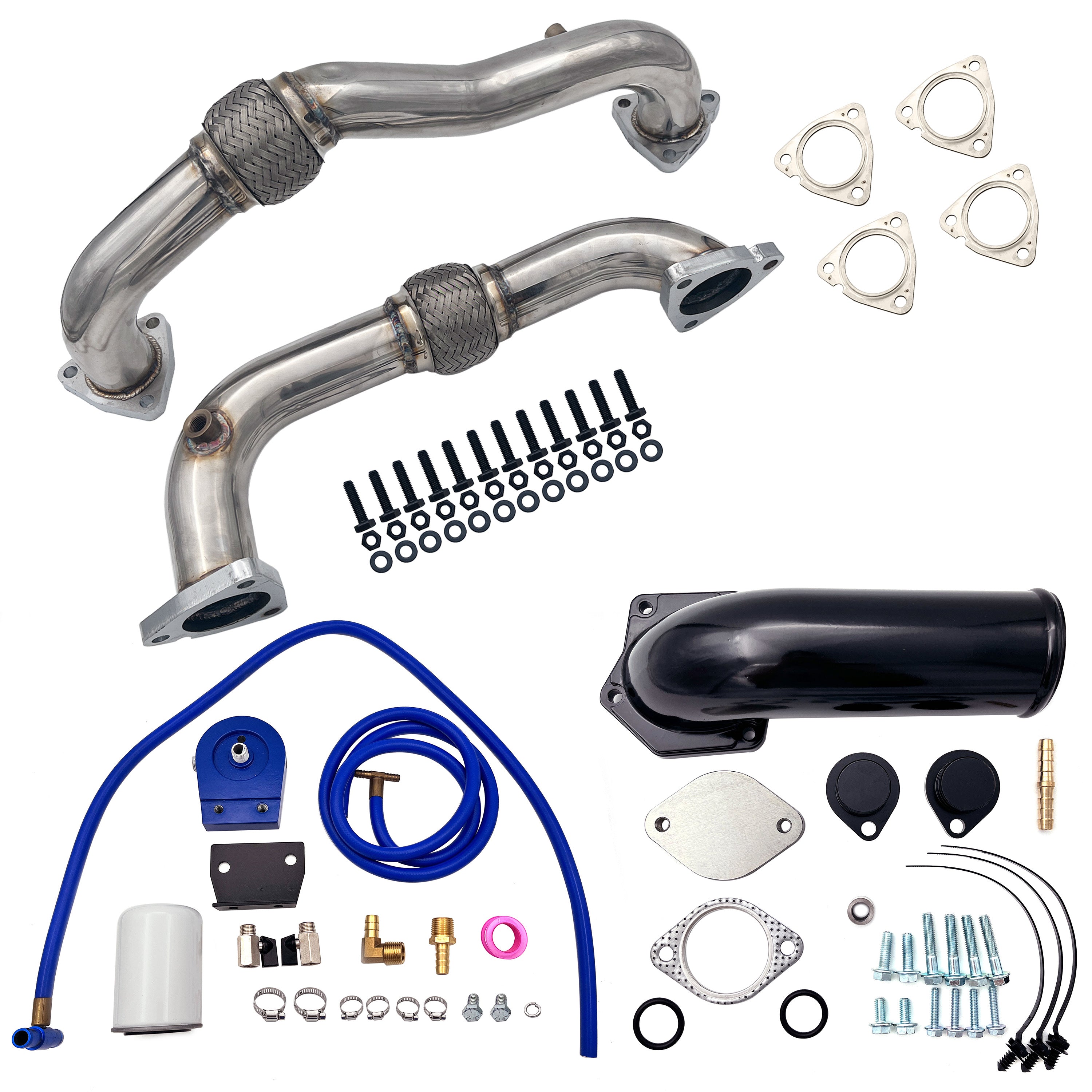 TruckTok 2008-2010 6.4L Ford Powerstork Exhaust Up Pipes & EGR Coolant Filter delete kit