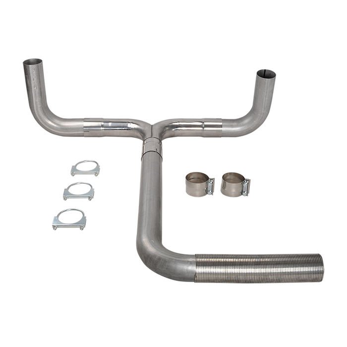 TruckTok Chevy Dodge Ford Full Size Pickup T409 Stainless Steel 5 Inch Diesel Dual Stack Kit Exhaust T-Pipe Connector Kit